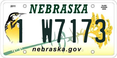 NE license plate 1W7173