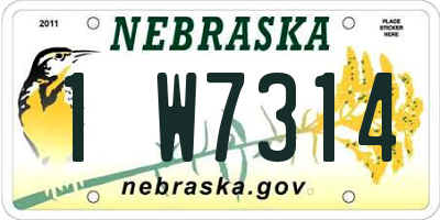 NE license plate 1W7314