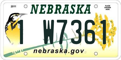 NE license plate 1W7361