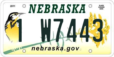 NE license plate 1W7443