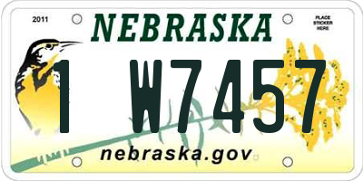 NE license plate 1W7457