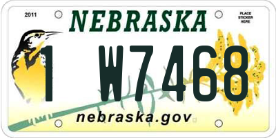 NE license plate 1W7468