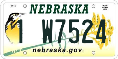 NE license plate 1W7524