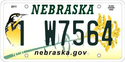 NE license plate 1W7564
