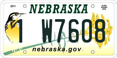 NE license plate 1W7608