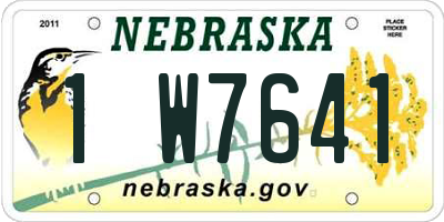 NE license plate 1W7641