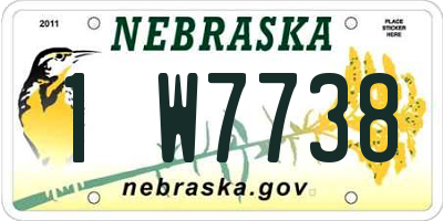 NE license plate 1W7738