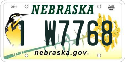 NE license plate 1W7768