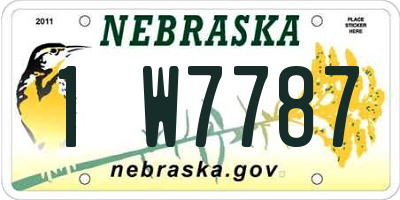 NE license plate 1W7787