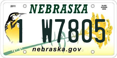 NE license plate 1W7805