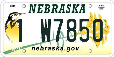 NE license plate 1W7850