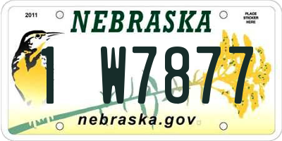 NE license plate 1W7877