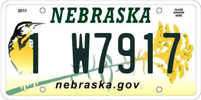 NE license plate 1W7917
