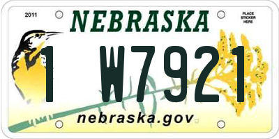 NE license plate 1W7921