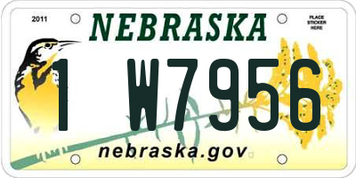 NE license plate 1W7956