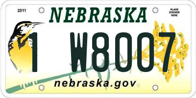 NE license plate 1W8007