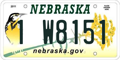 NE license plate 1W8151