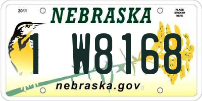 NE license plate 1W8168