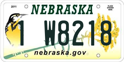 NE license plate 1W8218