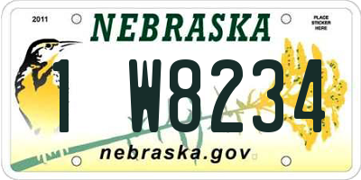 NE license plate 1W8234