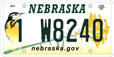 NE license plate 1W8240