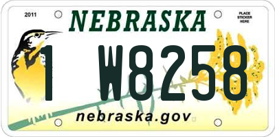 NE license plate 1W8258