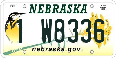 NE license plate 1W8336