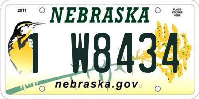 NE license plate 1W8434