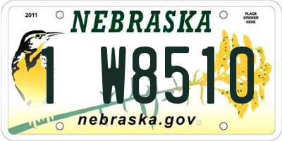 NE license plate 1W8510