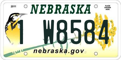 NE license plate 1W8584