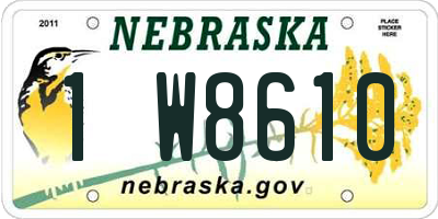 NE license plate 1W8610