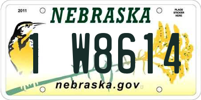 NE license plate 1W8614