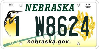 NE license plate 1W8624