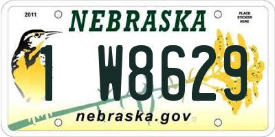 NE license plate 1W8629