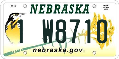 NE license plate 1W8710