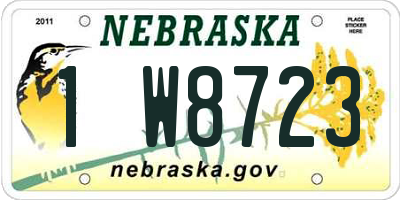 NE license plate 1W8723