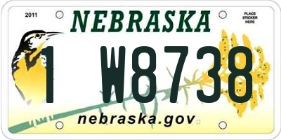 NE license plate 1W8738