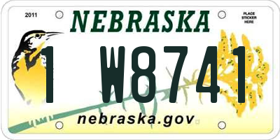 NE license plate 1W8741