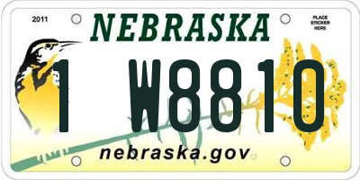 NE license plate 1W8810