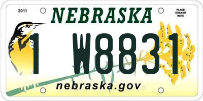 NE license plate 1W8831