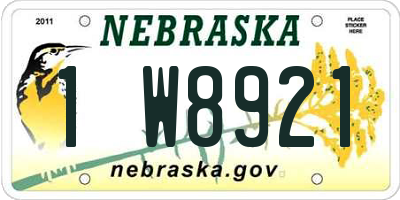 NE license plate 1W8921