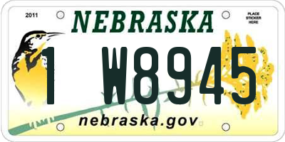 NE license plate 1W8945