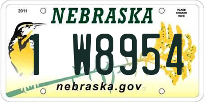 NE license plate 1W8954