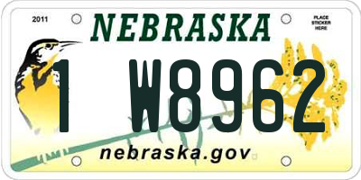NE license plate 1W8962