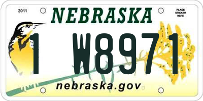 NE license plate 1W8971