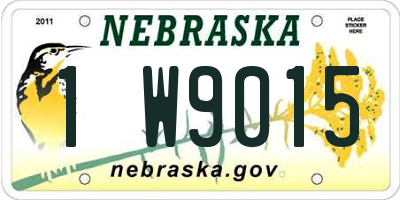 NE license plate 1W9015