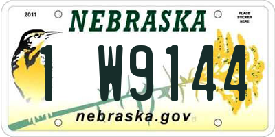 NE license plate 1W9144