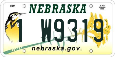 NE license plate 1W9319