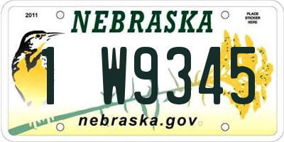 NE license plate 1W9345