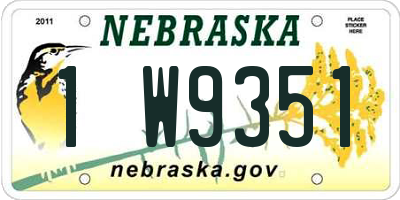 NE license plate 1W9351